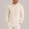Old money cashmere hoodie in beige, relaxed tailored fit