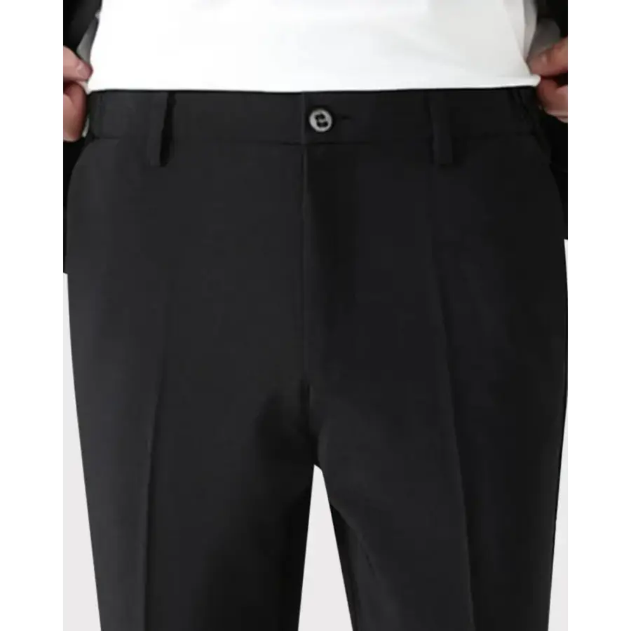 Old money aesthetic black blazer and trousers, layered over white shirt