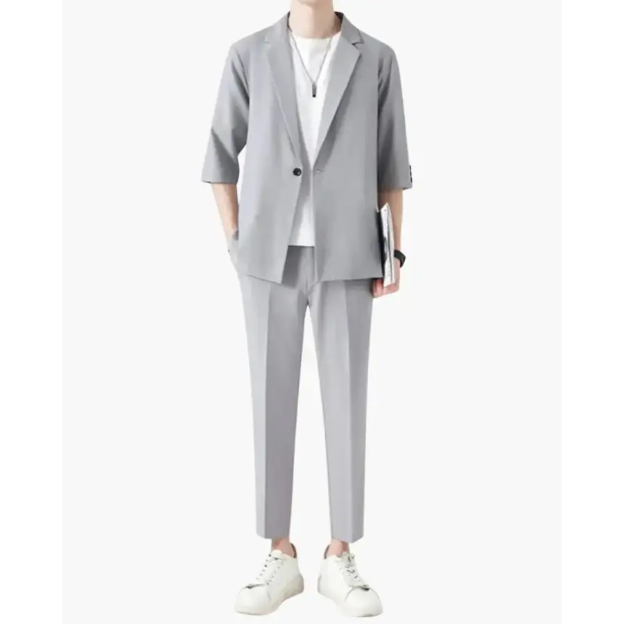 Old Money Casual Blazer & Pants - Gray / S