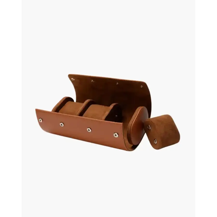 Genuine leather watch holder brown colorway, patina surface detail