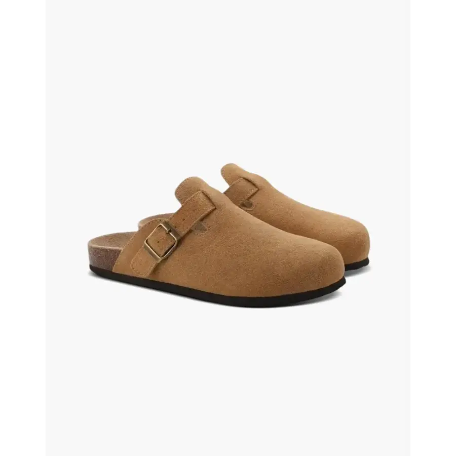 Brown soft suede clog, US 5.5, neutral tone for versatile pairing