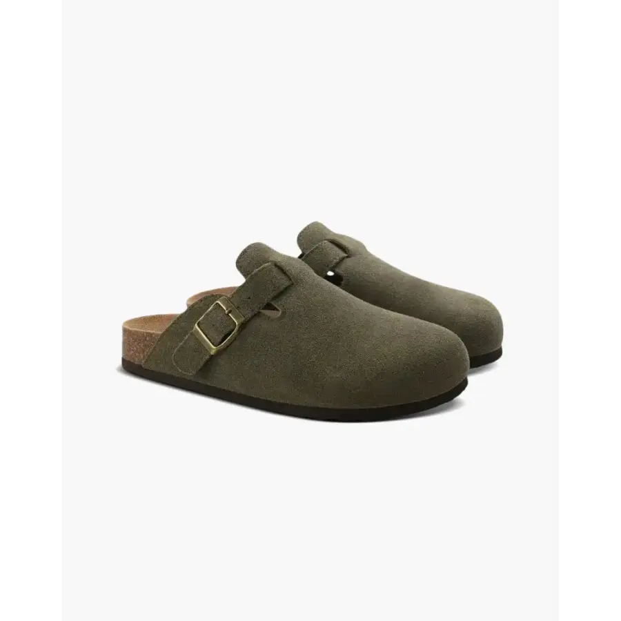Green soft suede clog, US 5.5, Italian calf upper