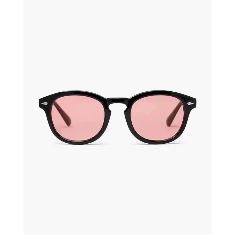 Old Money Style Tinted Shades in red tint, complete five-pair set with carrying pouch