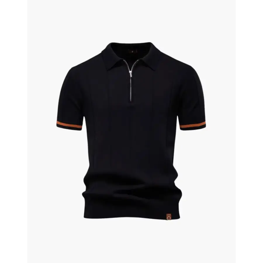 Old Money Zip Polo Shirt - Black / XS