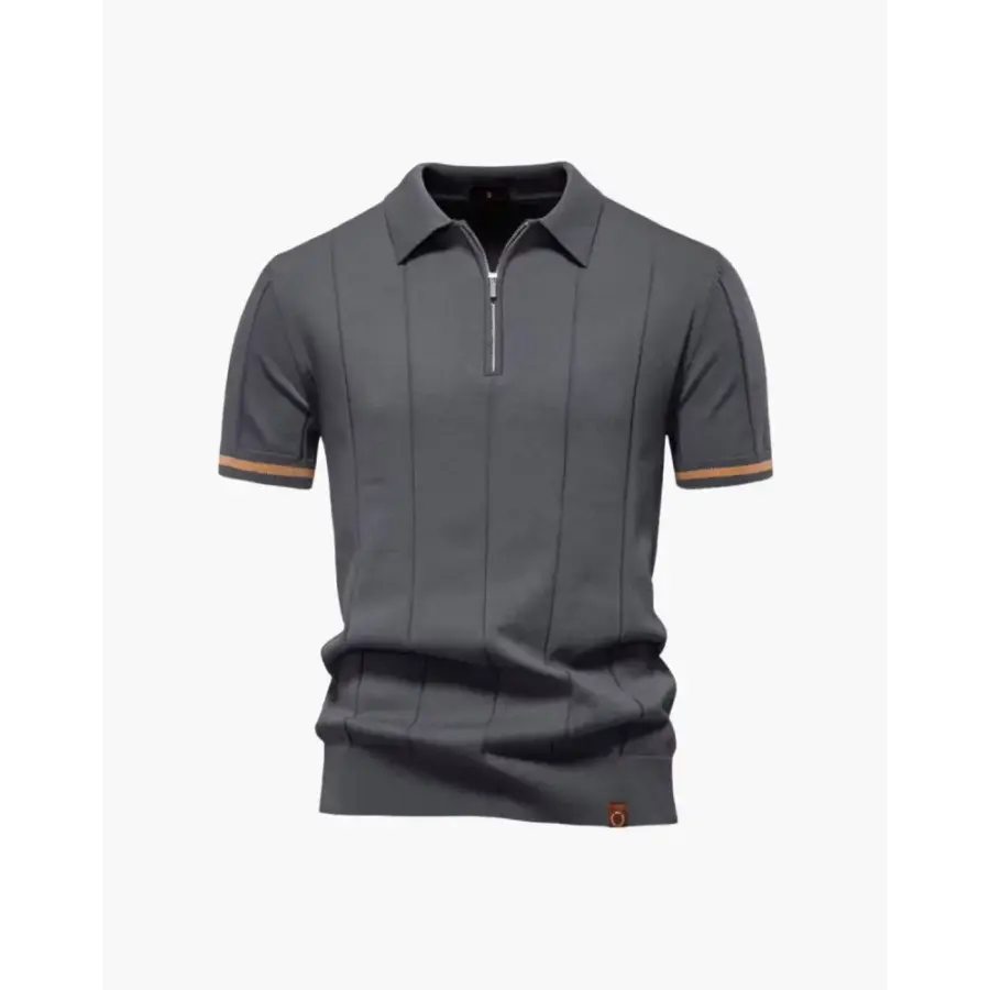 Old Money Zip Polo Shirt - Gray / XS