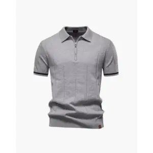 Old Money Zip Polo Shirt - Light Gray / XS