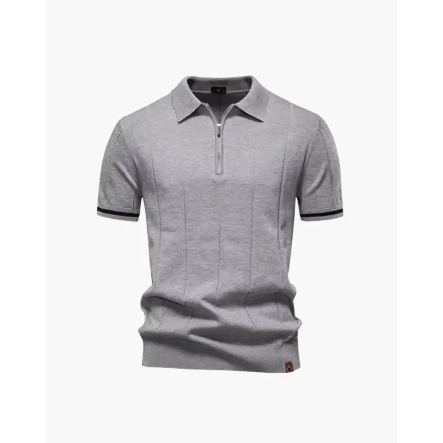 Old Money Zip Polo Shirt - Light Gray / XS