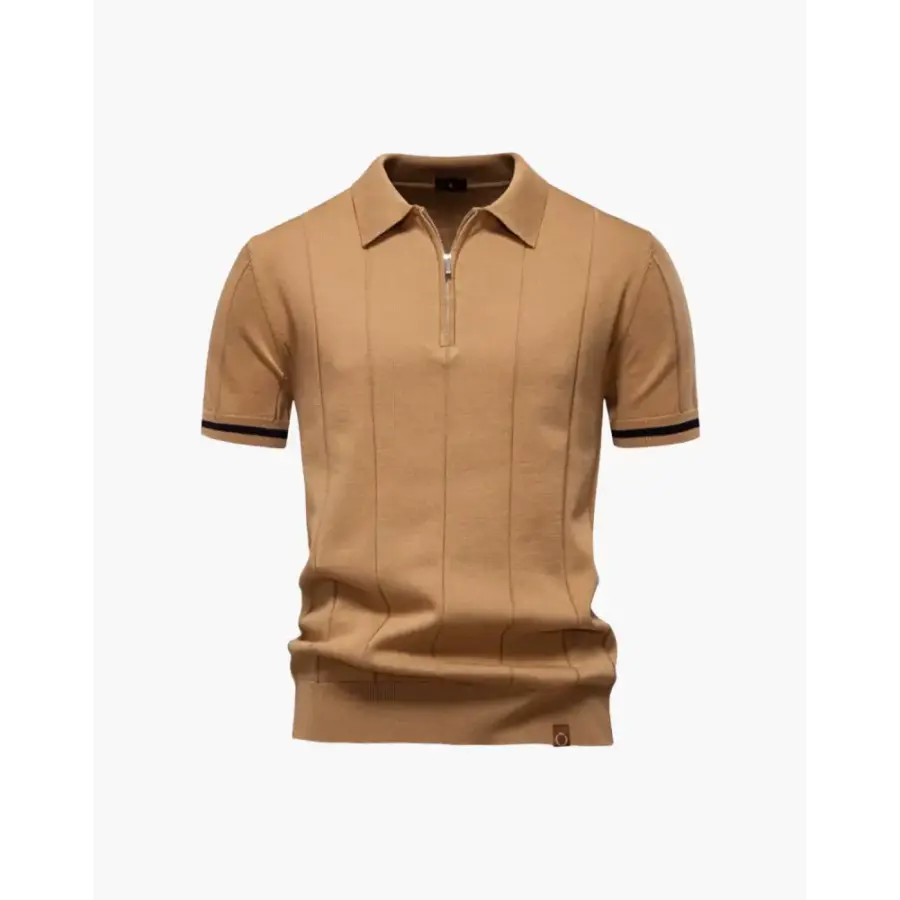 Old Money Zip Polo Shirt - Mocha / XS