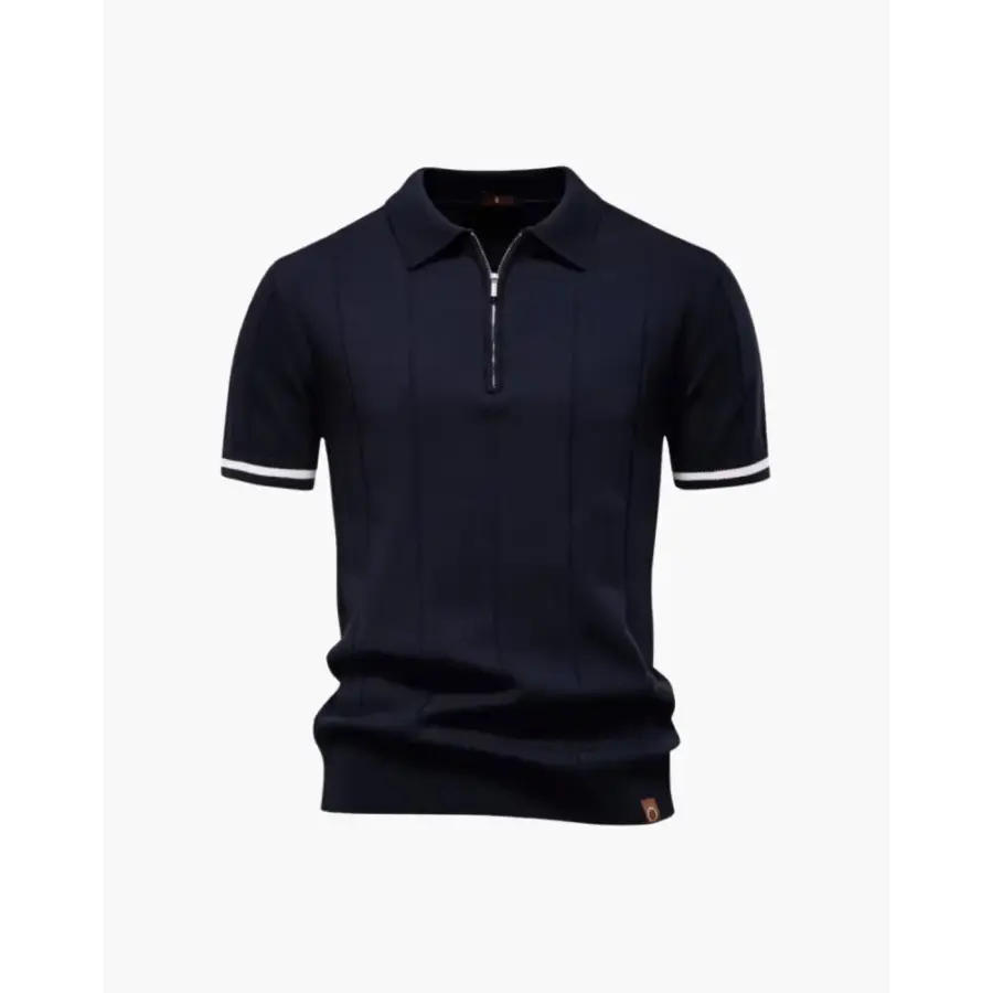 Old Money Zip Polo Shirt - Navy / XS