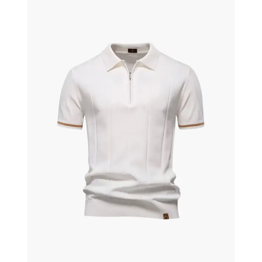 Old Money Zip Polo Shirt - White / XS