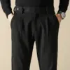 Pleated Wool Blend Trousers - Black / 27