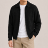 Premium Wool Knit Polo Sweater - Black XS