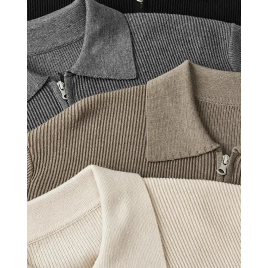 Premium Wool Knit Polo Sweater