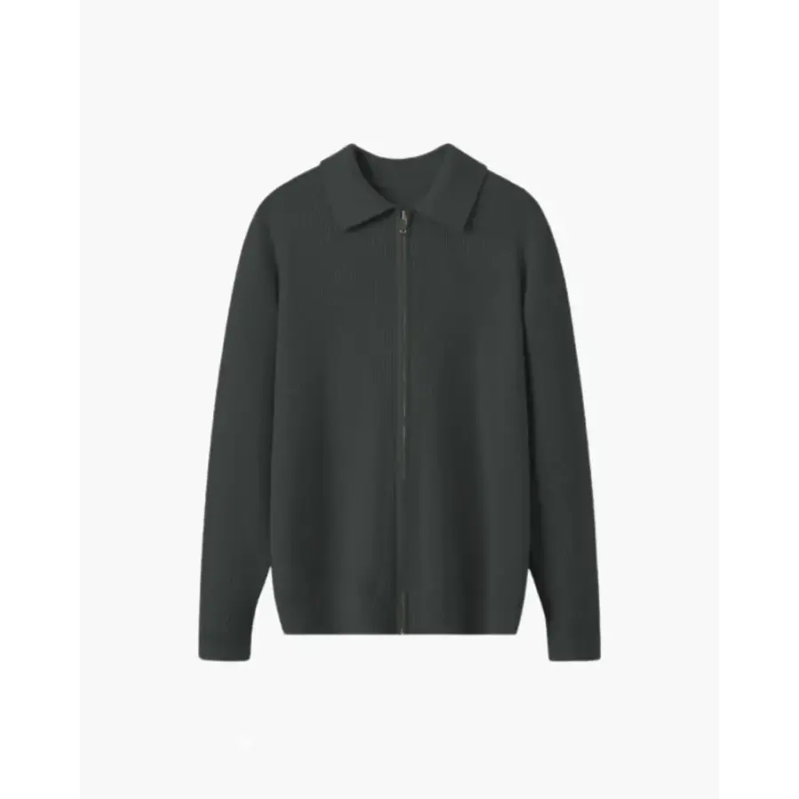 Premium Wool Knit Polo Sweater - Gray / XS