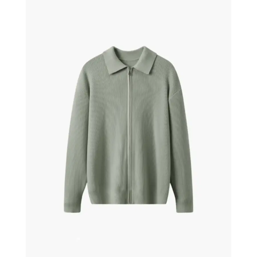 Premium Wool Knit Polo Sweater - Green / XS