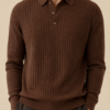 Prestige Ribbed Knit Polo - Brown S