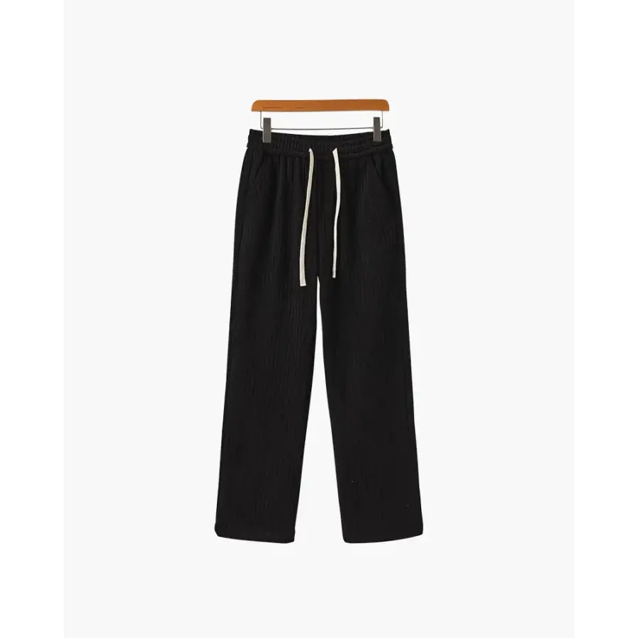 Refined corduroy pants black, straight fit, front view