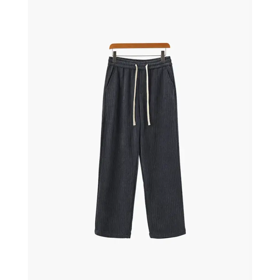 Gray corduroy pants straight fit, front view