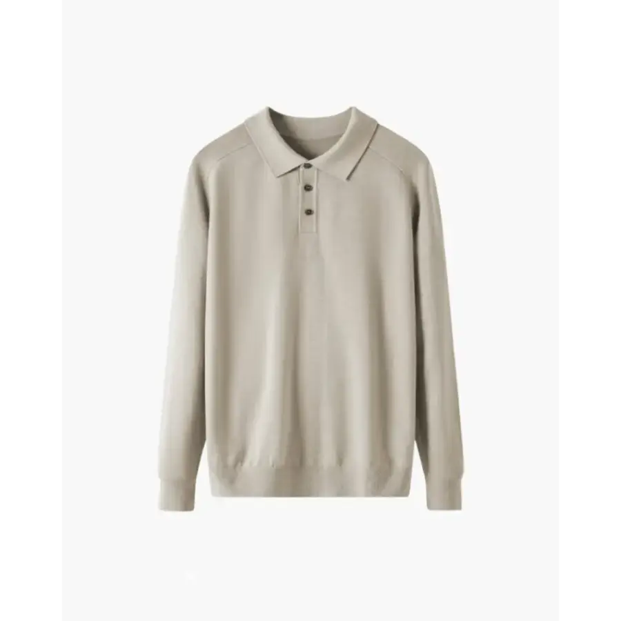 Refined Knit Polo Long Sleeve - Beige / XS