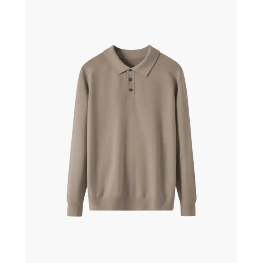 Refined Knit Polo Long Sleeve - Brown / XS