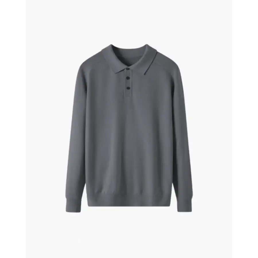 Refined Knit Polo Long Sleeve - Gray / XS