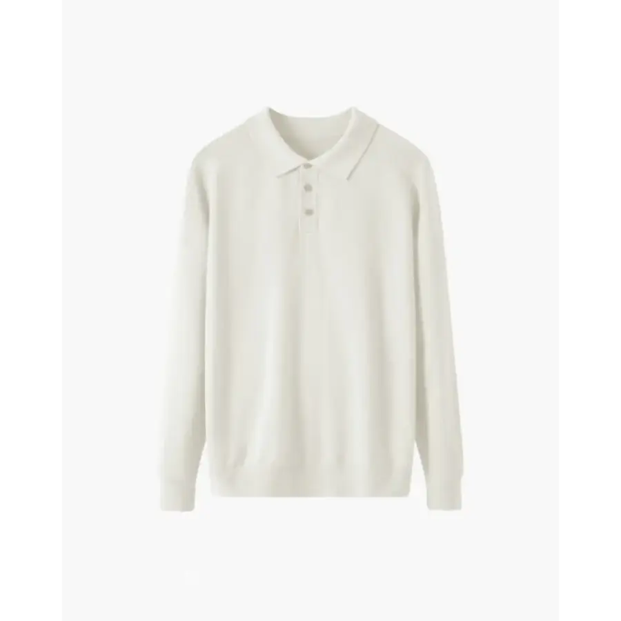 Refined Knit Polo Long Sleeve - White / XS