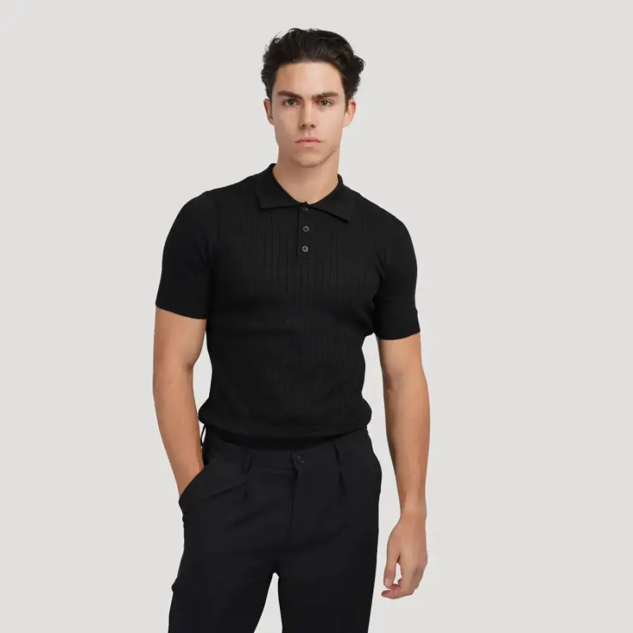Refined Ribbed Knit Polo