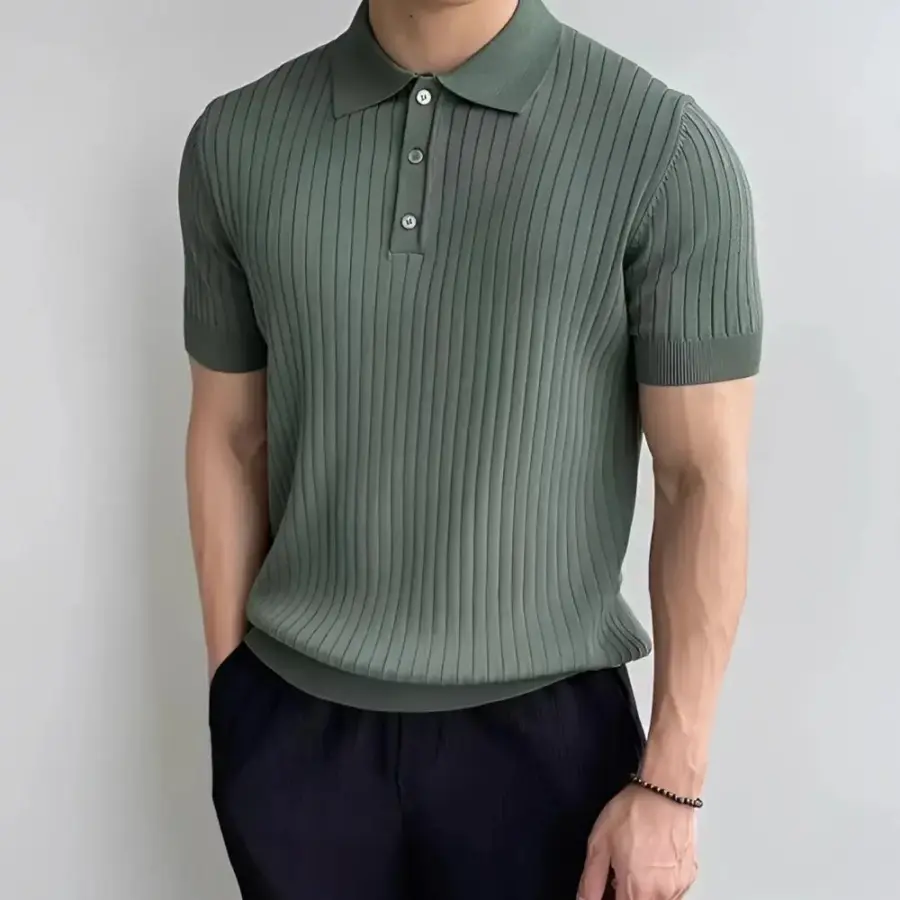 Refined Ribbed Knit Polo