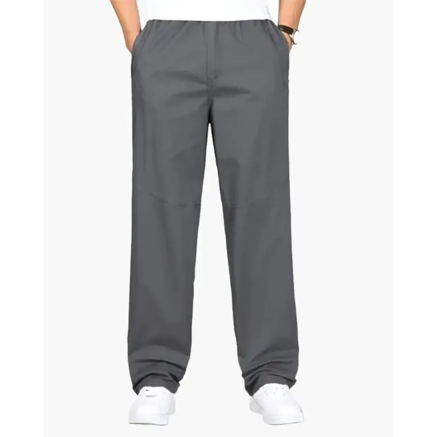 Relaxed Fit Drawstring Cotton Trousers - S / Gray
