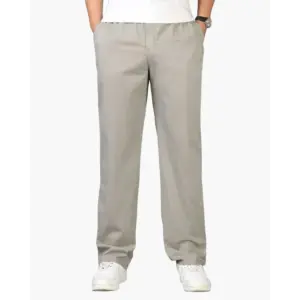 Relaxed Fit Drawstring Cotton Trousers - S / Light Gray