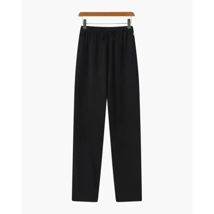 Relaxed Fit Linen Drawstring Trousers - Black / S