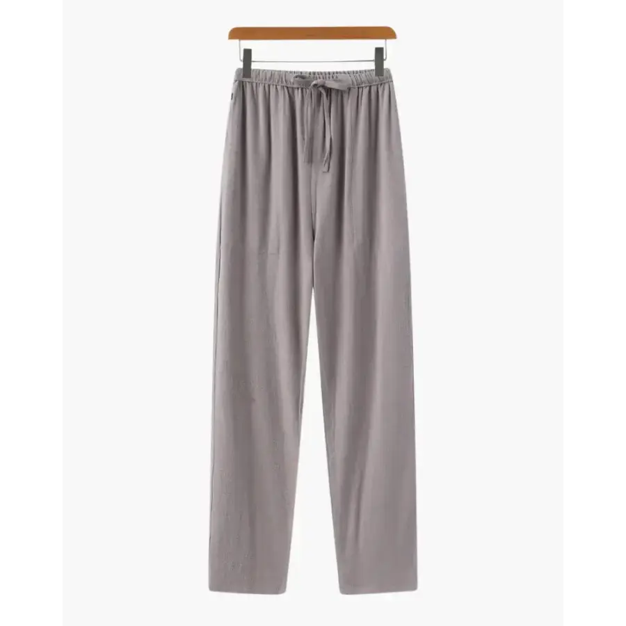 Relaxed Fit Linen Drawstring Trousers - Grey / S