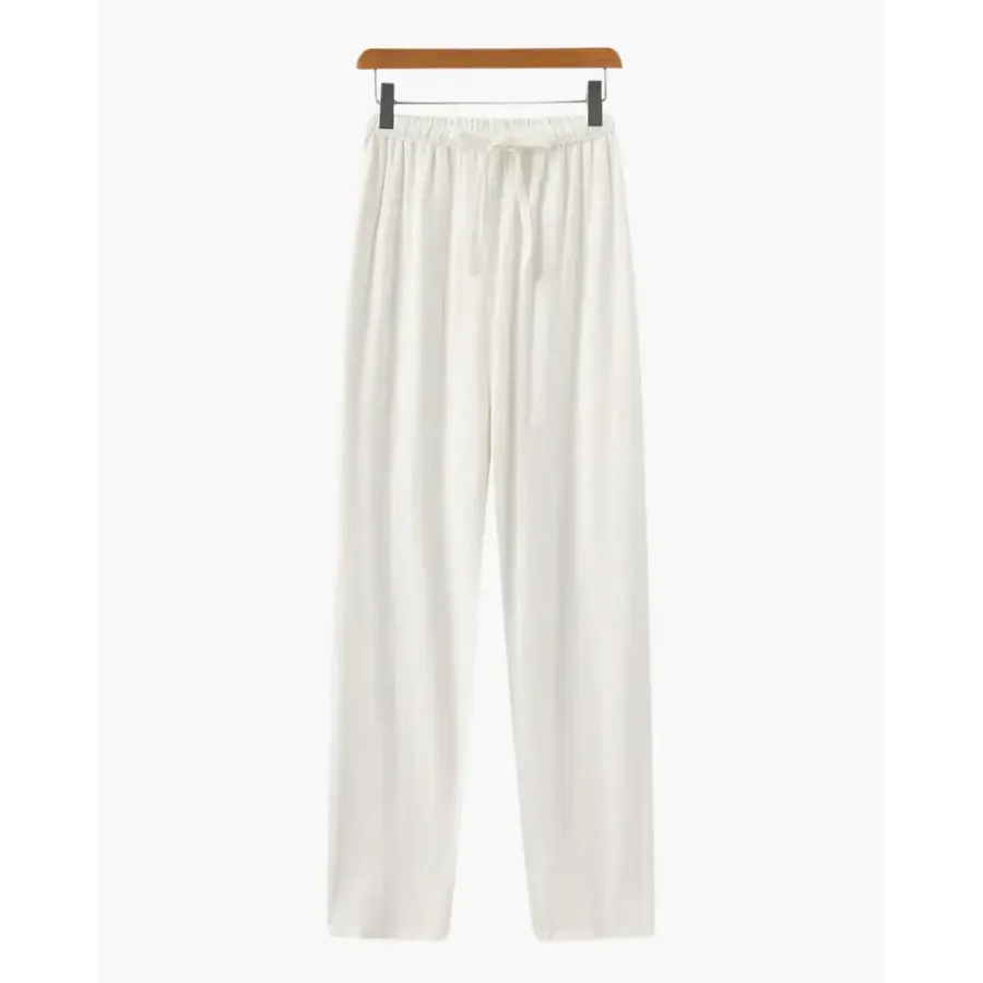 Relaxed Fit Linen Drawstring Trousers - White / S
