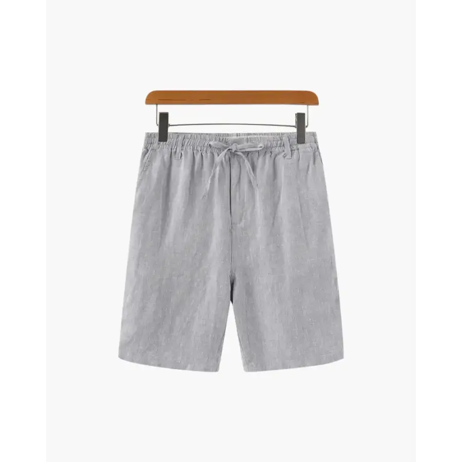 Relaxed Fit Linen Shorts - Gray / S