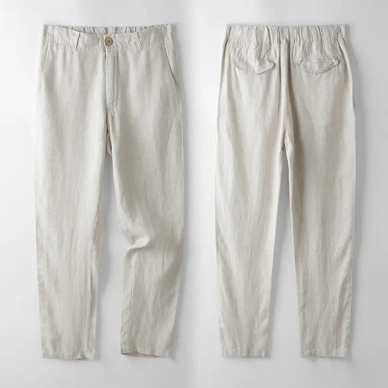 Relaxed Linen Drawstring Trousers - Soft Cream / XS
