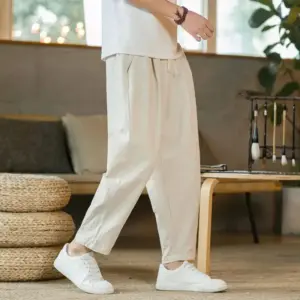 Relaxed Linen Trousers - Beige / S