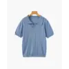 Retro Knit Polo Shirt - Blue / S