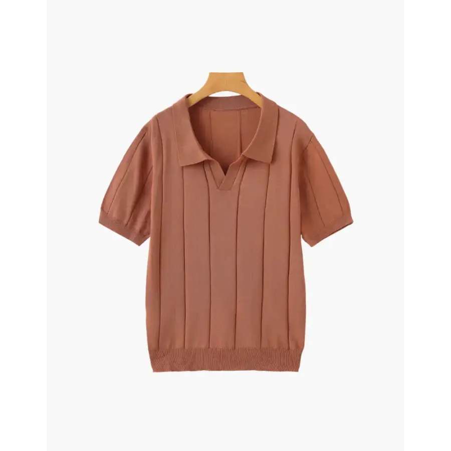 Retro Knit Polo Shirt - Rust / S