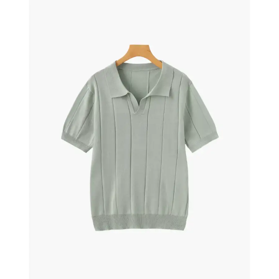 Retro Knit Polo Shirt - Sage / S
