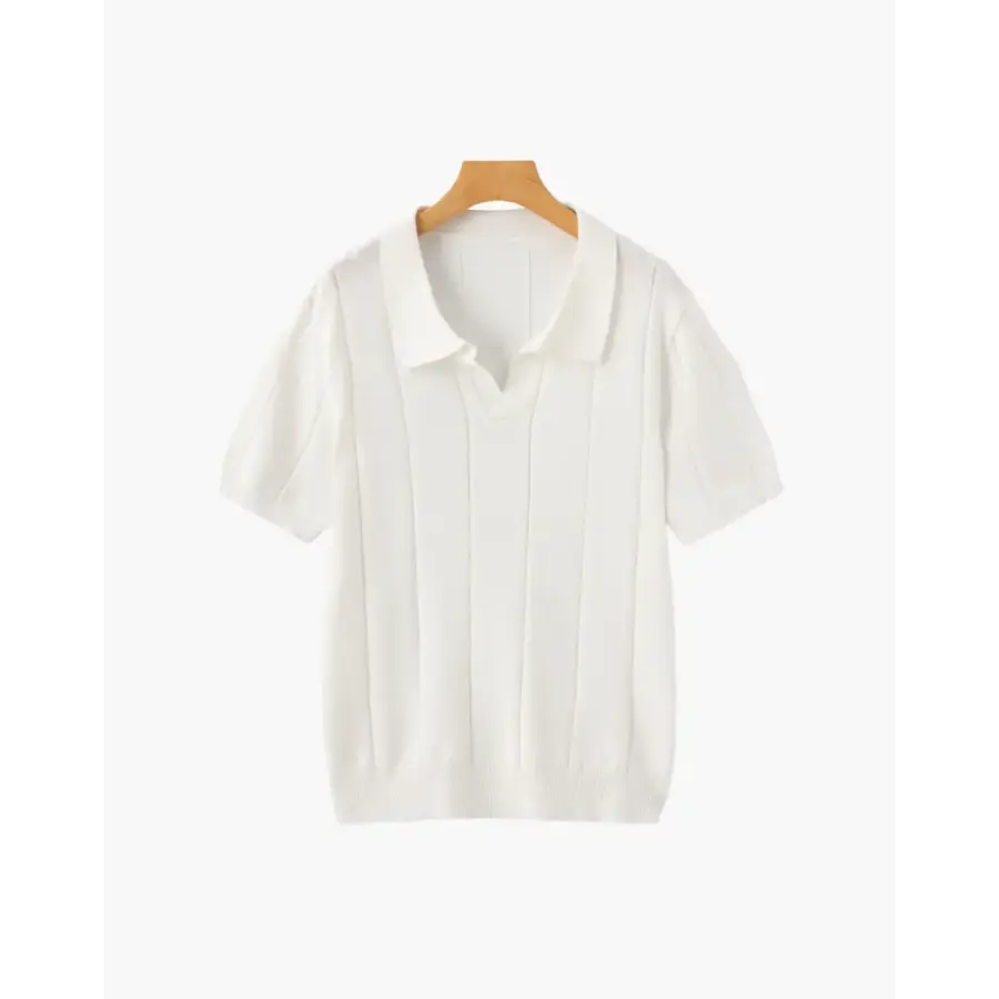 Retro Knit Polo Shirt - White / S