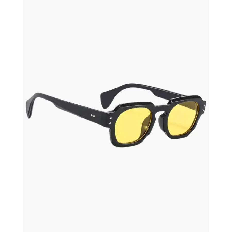 Retro Rectangle Frame Sunglasses - Yellow