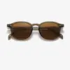 Retro round frame sunglasses front view, neutral angle, tea finish