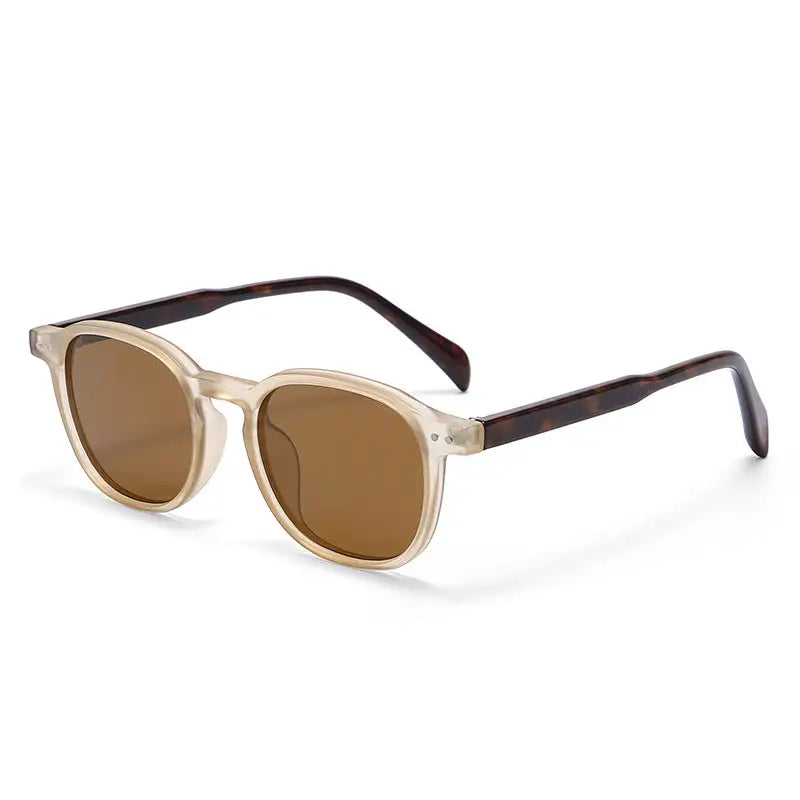 Gold Crest retro round sunglasses, front-facing position on neutral background