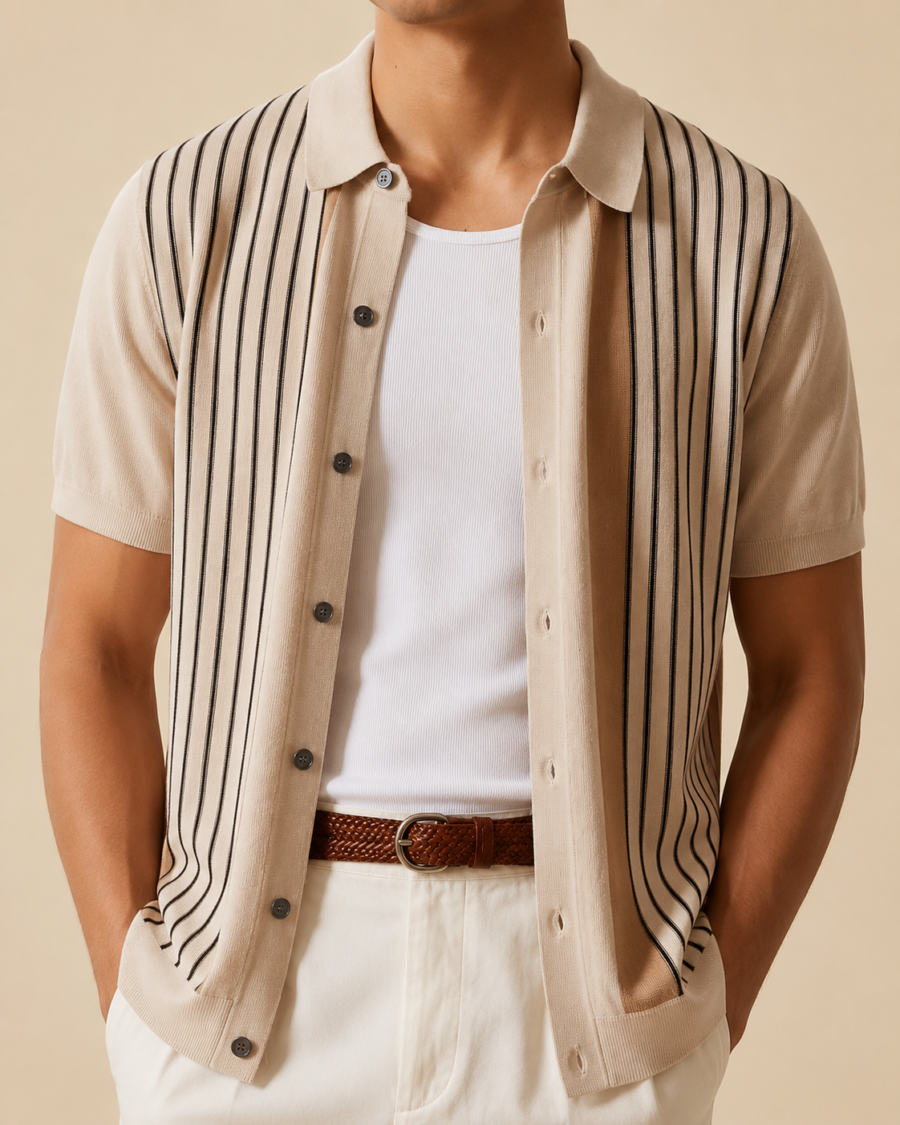Retro Stripe Knit Shirt - S