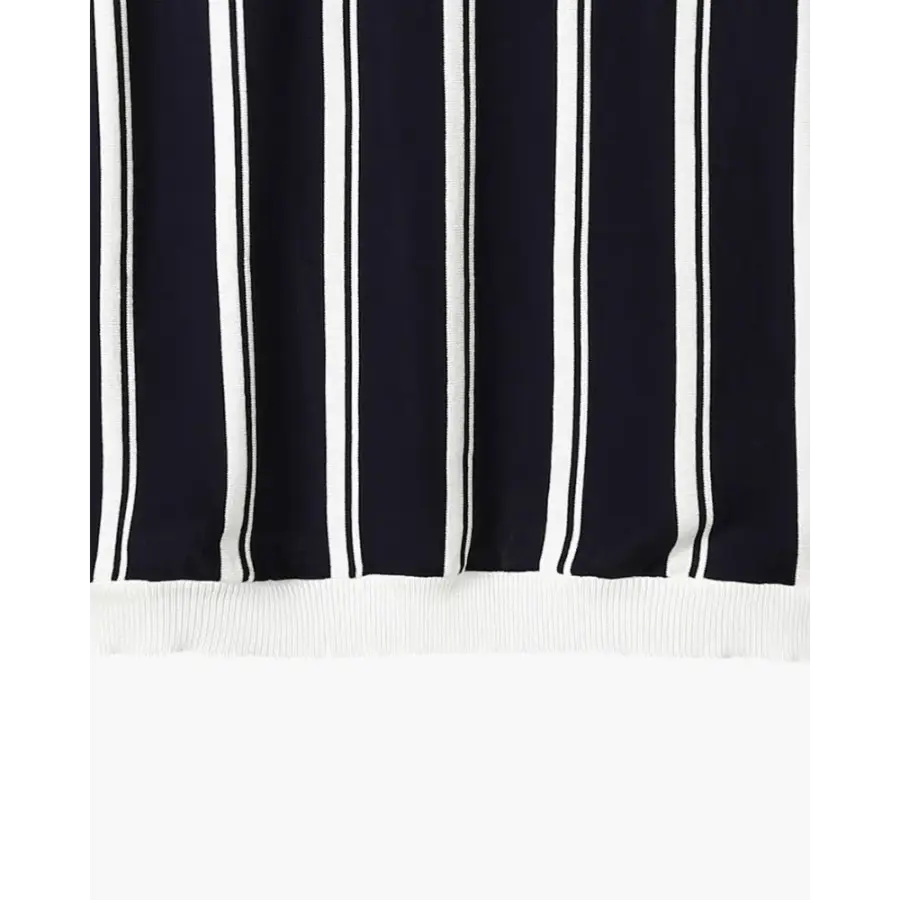 Retro Striped Half-Zip Polo Shirt