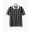 Retro Striped Half-Zip Polo Shirt - Black / XS