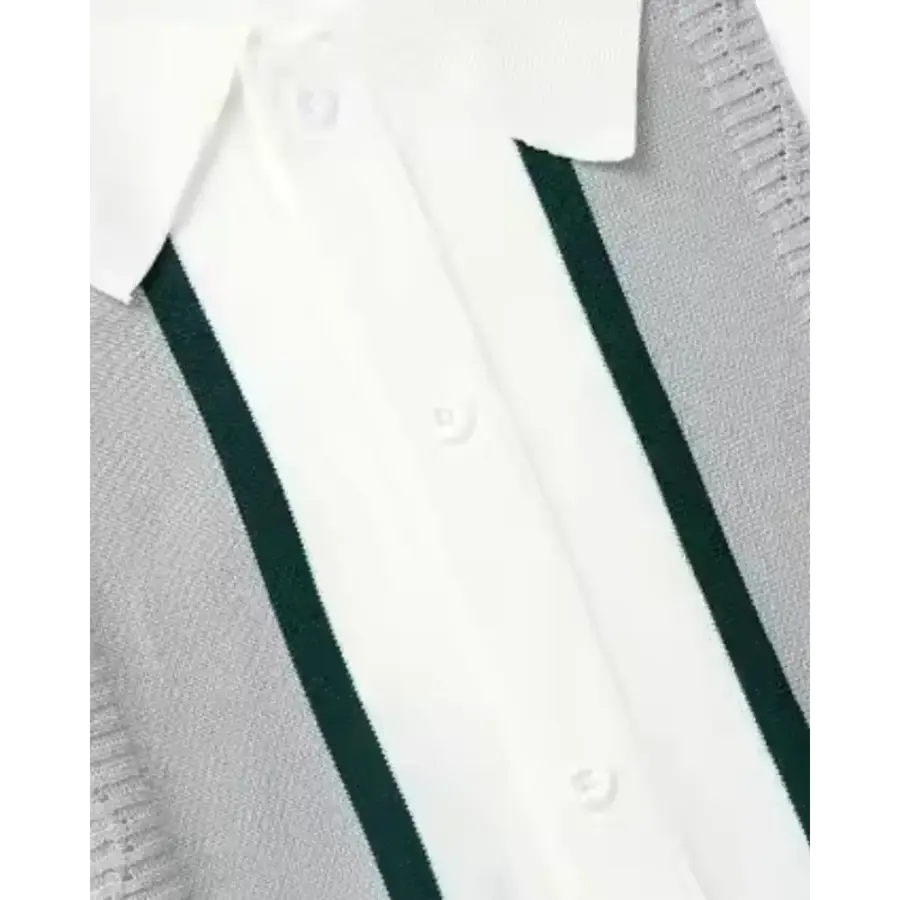 Retro Striped Knit Polo Shirt