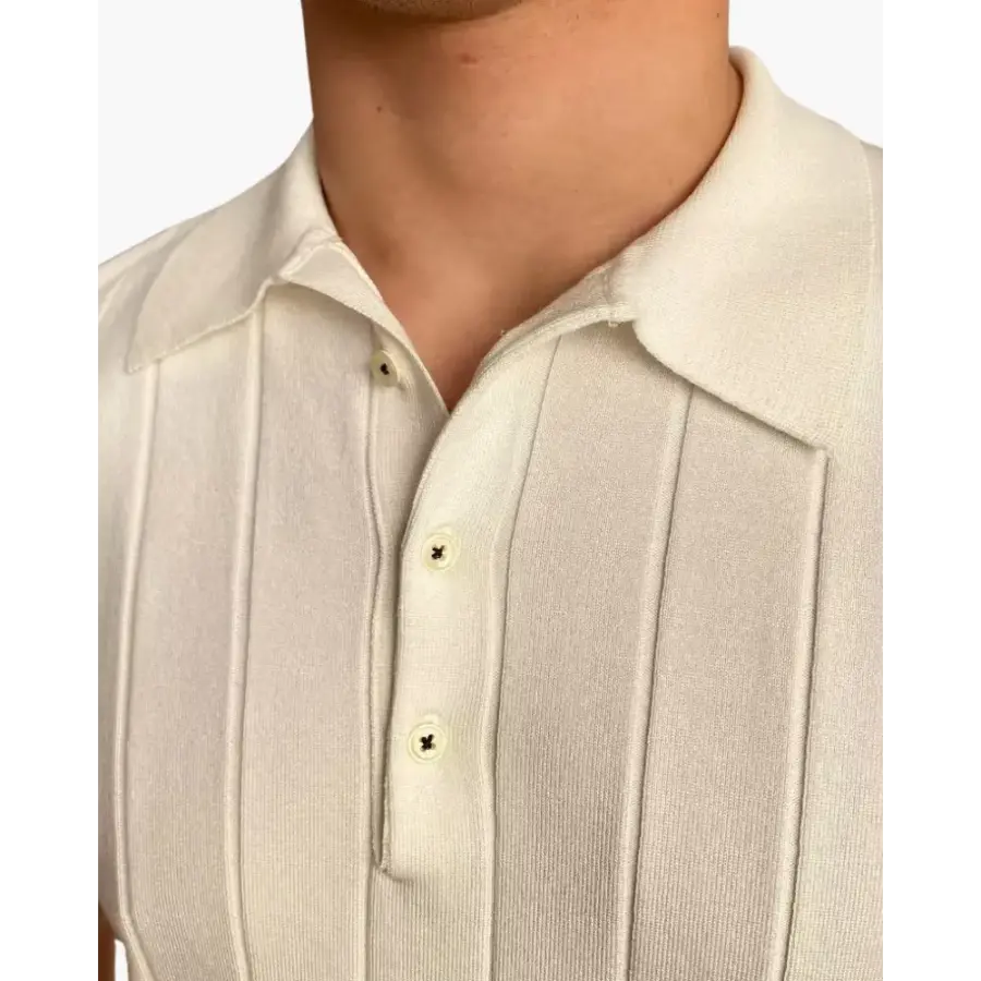 Ribbed Knit Polo Shirt