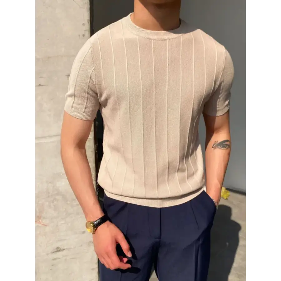 Riviera Knit Tee - Beige / S