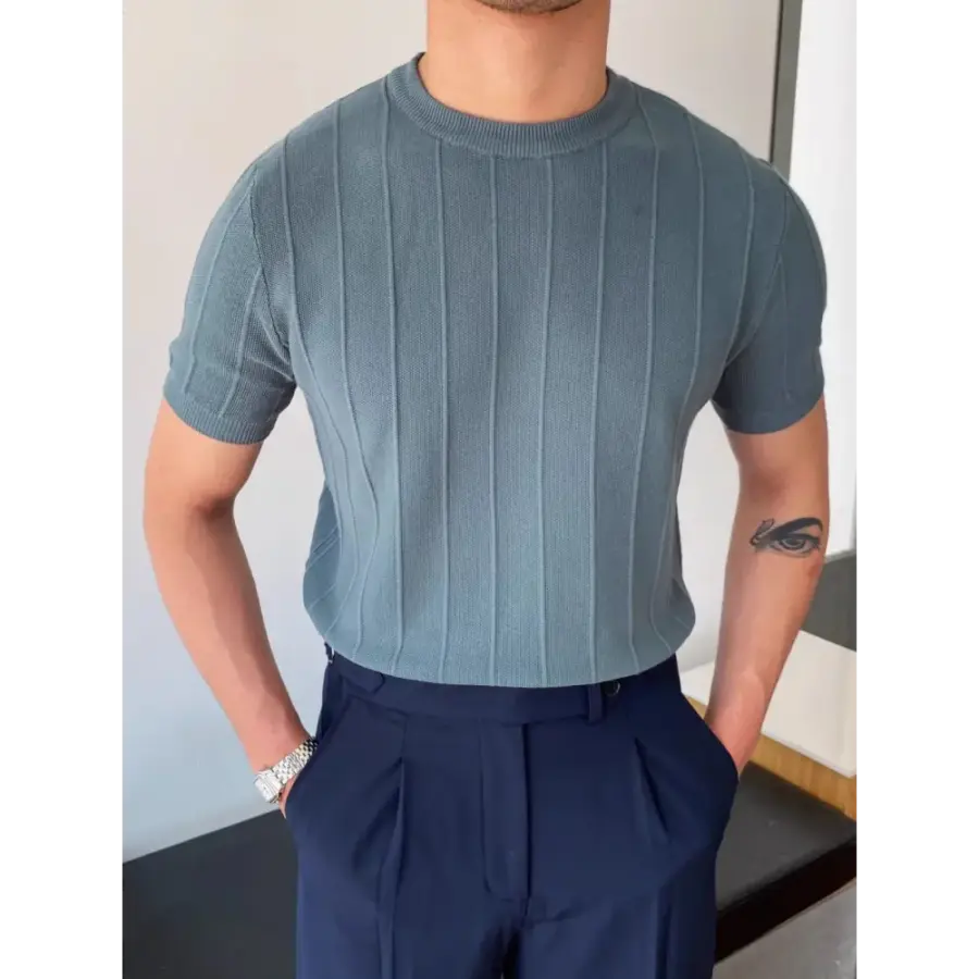 Riviera Knit Tee - Powder Blue / S